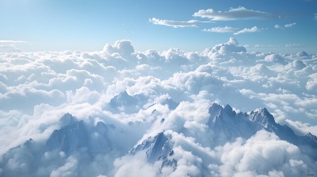Clouds white clouds float over the mountain peaks picture