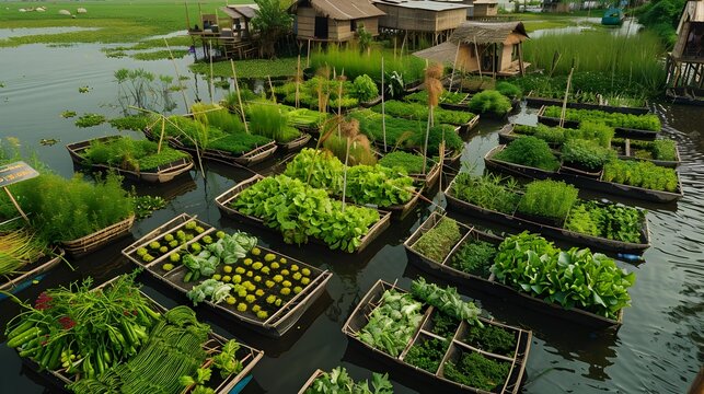 Myanmars floating vegetable gardens spread across