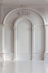 Obraz premium Digital backdrop, Classic, Vintage, Luxury Wall backdrop, wall and floor, White, composite background.