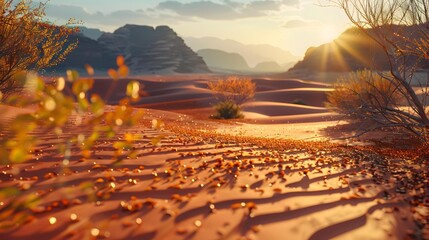 Autumn golden and red shades of sand picture