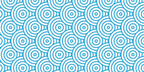 Abstract traditional geometric overlapping creative wave circle minimal lapping textile round vector texture. blue and white fabric element repeat swirl geometrical background.