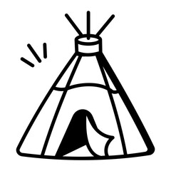 A drawing style icon of camping tipi © Prosymbols