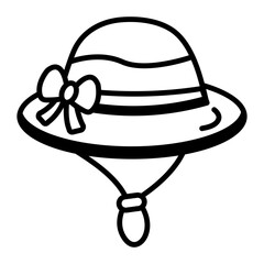 Summer hat icon in drawing style