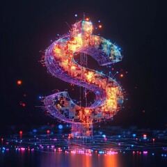 Dollar symbol combined with artificial intelligence technologies