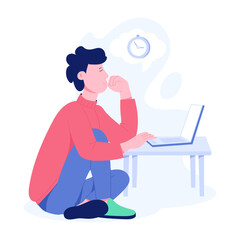 Character based flat illustration of employee thinking 