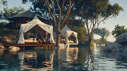 Floating islands with luxurious spa complexes offering