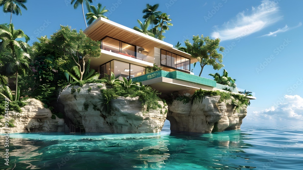 Canvas Prints floating islands with private villas surrounded by tropical