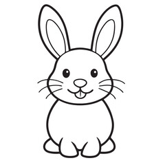 Adobe IlluCute kawaii bunny and baby cartoon character coloring page vector illustration. Pet animal, mothers day colouring page for kidsstrator Artwork.