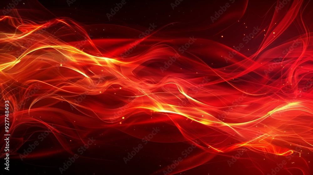 Poster vibrant abstract red background with dynamic burning lines, creating a fiery and intense visual effe