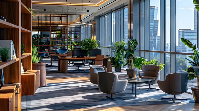 The prestigious office with panoramic windows offering views