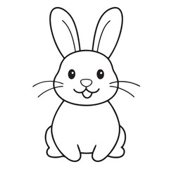 Adobe IlluCute kawaii bunny and baby cartoon character coloring page vector illustration. Pet animal, mothers day colouring page for kidsstrator Artwork.