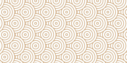Abstract traditional geometric overlapping creative wave circle minimal lapping textile round vector texture. brown and white fabric element repeat swirl geometrical background.