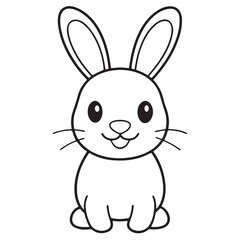 Adobe IlluCute kawaii bunny and baby cartoon character coloring page vector illustration. Pet animal, mothers day colouring page for kidsstrator Artwork.