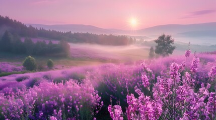 Obraz premium Panoramas beautiful flowers stretching for many kilometers
