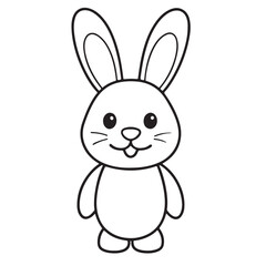 Adobe IlluCute kawaii bunny and baby cartoon character coloring page vector illustration. Pet animal, mothers day colouring page for kidsstrator Artwork.