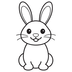 Adobe IlluCute kawaii bunny and baby cartoon character coloring page vector illustration. Pet animal, mothers day colouring page for kidsstrator Artwork.
