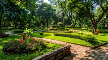 Fototapeta premium Parks in megacities serve as oases of nature