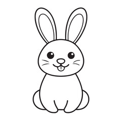 Adobe IlluCute kawaii bunny and baby cartoon character coloring page vector illustration. Pet animal, mothers day colouring page for kidsstrator Artwork.