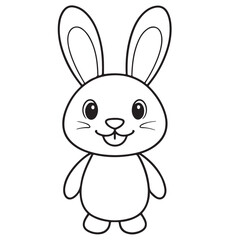 Adobe IlluCute kawaii bunny and baby cartoon character coloring page vector illustration. Pet animal, mothers day colouring page for kidsstrator Artwork.