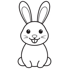Adobe IlluCute kawaii bunny and baby cartoon character coloring page vector illustration. Pet animal, mothers day colouring page for kidsstrator Artwork.