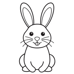 Adobe IlluCute kawaii bunny and baby cartoon character coloring page vector illustration. Pet animal, mothers day colouring page for kidsstrator Artwork.