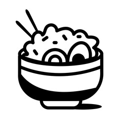 Rice bowl sketchy style icon 