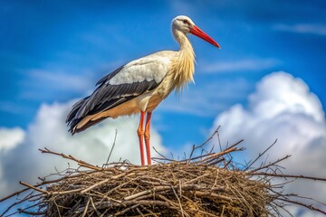 Fototapeta premium white stork in the nest