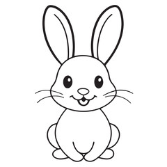 Adobe IlluCute kawaii bunny and baby cartoon character coloring page vector illustration. Pet animal, mothers day colouring page for kidsstrator Artwork.