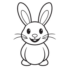 Adobe IlluCute kawaii bunny and baby cartoon character coloring page vector illustration. Pet animal, mothers day colouring page for kidsstrator Artwork.