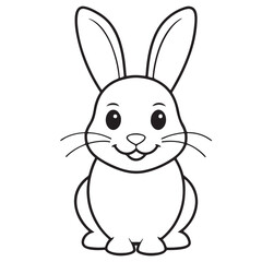 Adobe IlluCute kawaii bunny and baby cartoon character coloring page vector illustration. Pet animal, mothers day colouring page for kidsstrator Artwork.