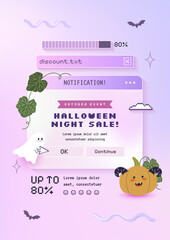 Halloween sale background with y2k cute retro vintage 90s design