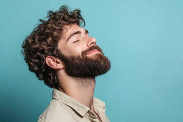 Obraz premium A close up of a man's face with her eyes closed