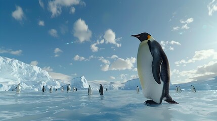 Obraz premium An emperor penguin standing on the ice image