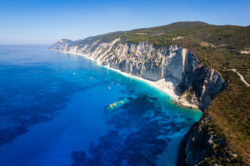 Aerial view of Egremni Beach from Lefkada, Greece