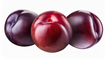 Obraz premium Plum floating in the air, isolated on white background