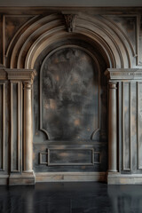 Digital backdrop, Classic, Vintage, Luxury Wall backdrop, wall and floor, Beige, Brown, Gold, Grey, composite background.