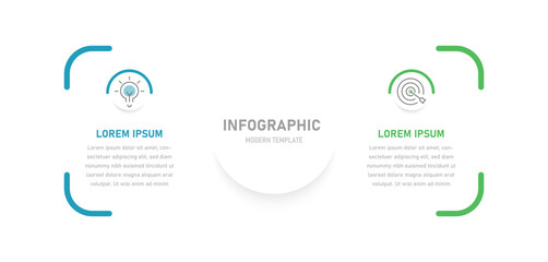 Business infographics with 2 options, strategies. Infographics for presentations