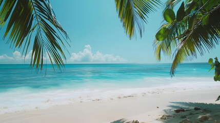 Fototapeta premium Beach with white sand and crystal clear turquoise picture