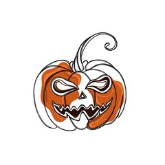 Funny Jack O Lantern halloween pumpkin freehand Line Art template Halloween sticker