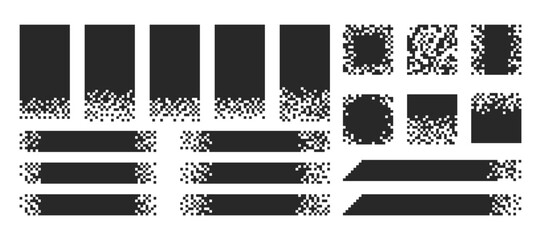 Abstract pixel title, header and text box. Layout with mosaic edges