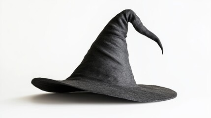 Black Halloween witch hat isolated against a white background