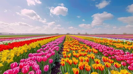 Nature spring flower fields stretching