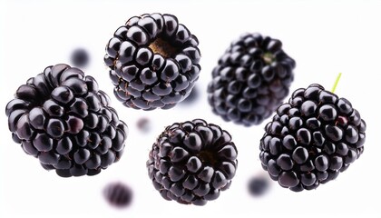 Blackberry in the air, isolated on white background