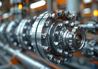 Obraz premium A complex gear system in an industrial environment