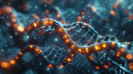 A surreal image of a CPU core intertwined with binary DNA, representing life and technology merging, double exposure style, white background, glowing DNA strands and intricate digital circuits,