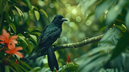Fototapeta premium Drongo bird sitting on a branch