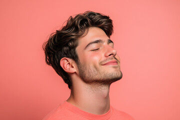 Obraz premium A close up of a man's face with her eyes closed