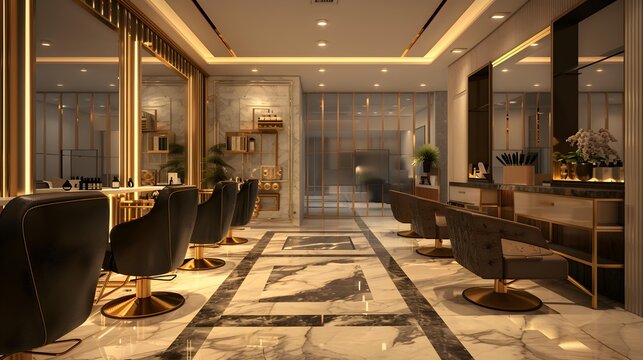 The salon is sophisticated with art deco style