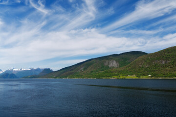 View over the Isfjorden, a fjord in Norway.