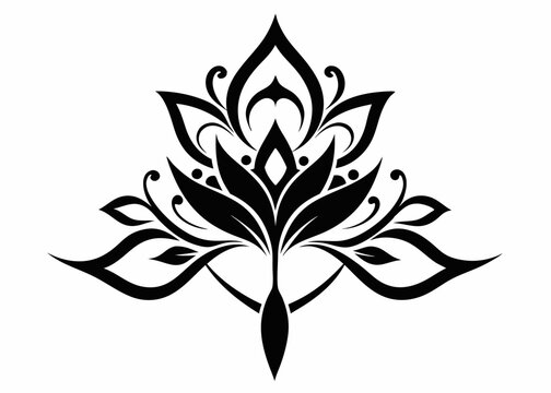 recommend clip art: Alpona Floral Art Design silhouette vector illustration